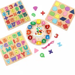 ajdk mart Wooden Educational Puzzle Toy Set for Kids – Alphabet,Numbers,Shapes & Clock C10-picture-24