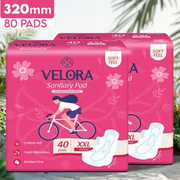 velora Soft, Trifold, Leak-Free for Heavy Flow, Day & Night, 320mm, XXL Size, Pack of 2 Sanitary Pad image 1