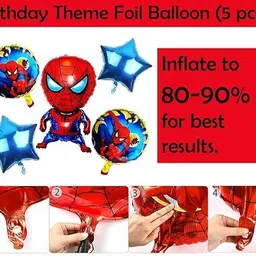 krido Solid Spider Theme Birthday Decoration Kit For Boys| Balloon image 2