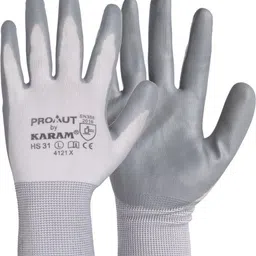 karam Prokut White Liner with Grey Nitrile Coating XL Nitrile Safety Gloves-picture-24