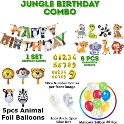 groovywings 4th Jungle Safari Animal Theme birthday decoration kit Animal theme banner image 2
