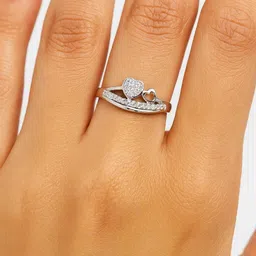 anjanaay Silver Heart Couple Rings for Lovers | Adjustable Romantic Promise Bands Sterling Silver Cubic Zirconia Sterling Silver Plated Ring Set image 3