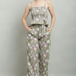 Floral Print Women Jumpsuit-image-3