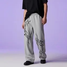 clothy Men Printed Grey Track Pants-picture-28