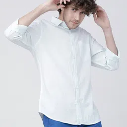 highlander Men Slim Fit Striped Mandarin Collar Casual Shirt-picture-26