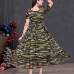a to z cart Women Fit and Flare Green Midi/Calf Length Dress image 2
