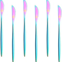 oicia Rainbow Dinner Knives, 9.1 Inch Butter Spreader Knife, Table Knives fine dining Stainless Steel Steak Knife Set-picture-31