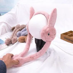 empoison Cute Rabbit Bunny Design Soft Foldable Ear Moving Earmuff for Girls & Kids Ear Muff image 3