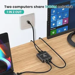 RyzCare Network LAN Splitter with USB Power Cable for Cat 5/5e/6/7/8 Cable [2 Devices Wired Ethernet Lan Adapter compatible with Windows image 5