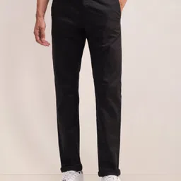 u.s. polo assn. Men Slim Fit Black Pure Cotton Trousers-picture-19
