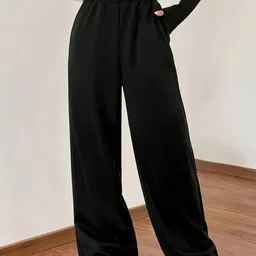 Women Solid Black Track Pants-image-20