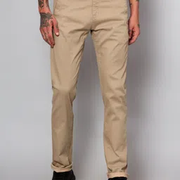 cantabil Men Regular Fit Khaki Cotton Blend Trousers-picture-11