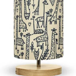 homesake Pine Wood Bedside Lamp, Linen Shade, Mini Nightstand Light, Savannah Cylinder Table Lamp image 2