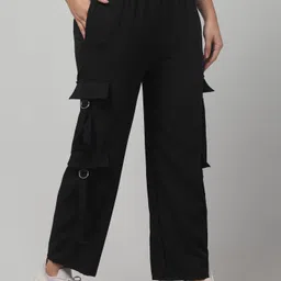 diamond ruby Women Loose Fit Black Polyester Trousers image 3