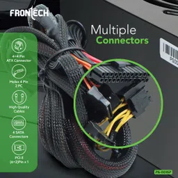 Frontech Ultima Power Supply with 120mm RGB Fan, ATX 12V, DC-DC PFC,2 Molex, PCI-E (6+2), 650 Watts Gaming PSU with 4 SATA Cables image 5
