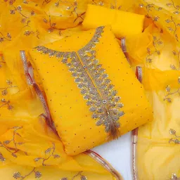 heenari Unstitched Chanderi Salwar Suit Material Embroidered-picture-21