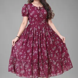 houseofcommon Women Maxi Maroon Full Length Dress-picture-17