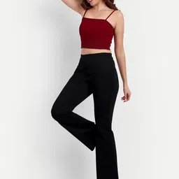 next one Women Flared Black Lycra Blend Trousers image 3