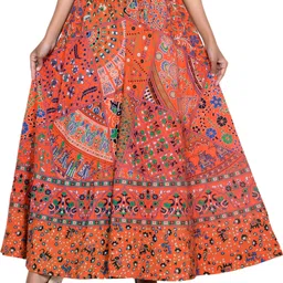 samjhi Women Flared Orange Pure Cotton Trousers-picture-26