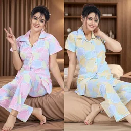 sidwa Women Night Suit Set Multicolor Printed, Animal Print-picture-11