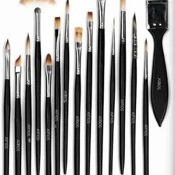 freedy Craft Painting Brushes 15pc Professional Round Pointed Paint Brush for kids image 1