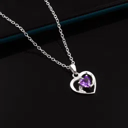 mushk HEART Rhodium Cubic Zirconia Sterling Silver Pendant image 2