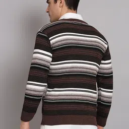 nico wesley Men Striped V Neck Black Sweater image 2
