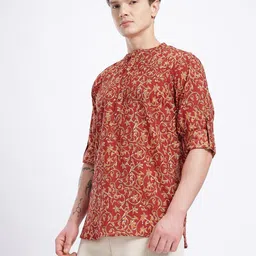 anouk rustic Men Printed Cotton Blend Straight Kurta image 5