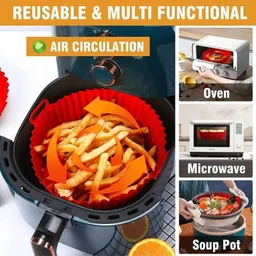 ipsit 3 Pcs Round Silicon Reusable, Non-stick Airfryer Tray image 2