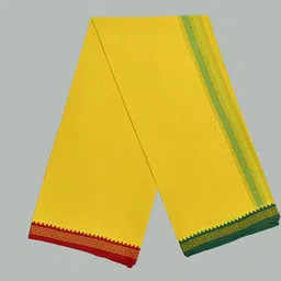 AK handloom Stripped Yellow Lungi with embroided broder(size - 122 cm w 216 cm L) Striped, Solid Men Dhoti image 4
