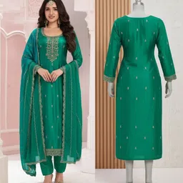 ghunawali Semi Stitched Silk Blend Kurta & Sharara Fabric Embroidered image 5