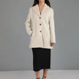 honnete 100 % Polyester Solid Coat For Women-picture-35