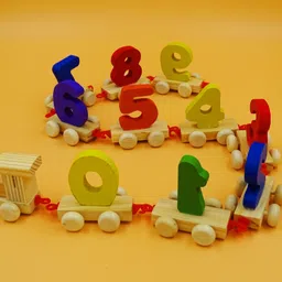 poksi Wooden Learning Toy Numbers Educational Play Train with Sliding Wheels, Pre School Learning Game for Kids 3 Years & Above (Pack of 11, Multicolor) image 3