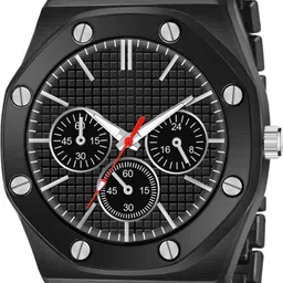 mitlun All Black Luxury Stainless Steel Chain Strap And Studded Black Dial Analog Watch - For Boys & Girls HUBLOT BLACK MEN-picture-13