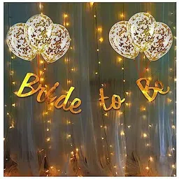 party midlinkerz Solid Bride To Be Banner, Confetti Balloon and Led Fairy Light/Bridal/Bachelorette Balloon-picture-25