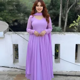 tisvara Solid Georgette Stitched Anarkali Gown image 1