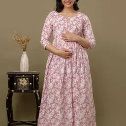 murli kurti Floral Print Pure Cotton Stitched Flared/A-line Gown image 1
