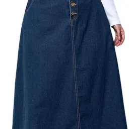 Women Solid A-line Blue Skirt-image-16