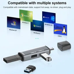 spincart Type C 3 Port USB Hub, 1 port USB 3.0 & 2 Port USB 2.0 For Laptop 3 Port Dongle USB Hub image 5