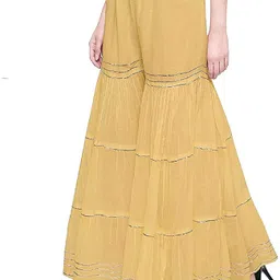 fc first choice Pack of 2 Women Regular Fit Beige, Orange Viscose Rayon Trousers image 4