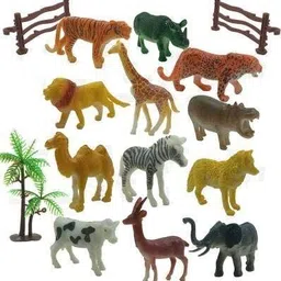 happybive Mini Jungle Safari 12 PC Realistic Wild Animal Toy Figure Playing Set for Kids30 image 1