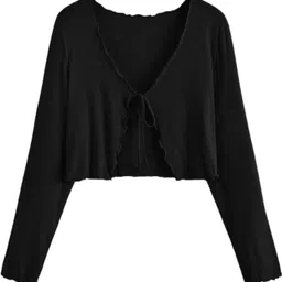 sasafaras Women Full Sleeve Black Shrug-picture-16