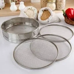 patalseva 4 in 1 Stainless Steel Interchangeable Sieve Set of 4 Flour Chalni Spices Collapsible Sieve image 4