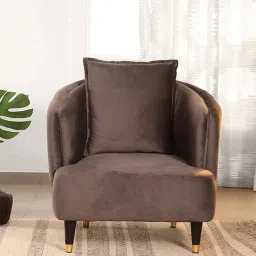 casacraft from pepperfry Dolce Velvet 1 Seater Sofa In Grey Colour image 1