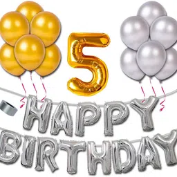 party bird Printed Happy Birthday Party Decoration Combo 5 Number Foil, Letter Balloon for Girls Balloon-picture-44