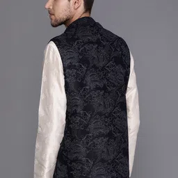 manyavar Self Design Men Waistcoat image 2