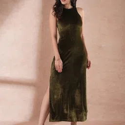 globus Women Bodycon Green Maxi/Full Length Dress-picture-21