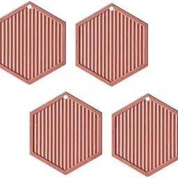 pepplo Pvc Coaster C-D Triangle-Red_4,Pack of 4 Silicone Trivet-picture-39