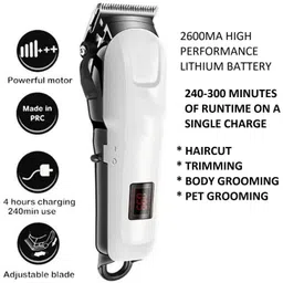 FINARO Professional 809A Rechargeable Hair Clipper-Trimmer Beard&Moustache K33 Trimmer 250 min Runtime 4 Length Settings image 2