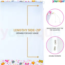 younique Cotton Infants Washable Mosquito Net for Baby Cradle / Mosquito Net For Baby Jhula / Baby Swing with Zip Opening (0-3 Yrs) - Pink Butterfly Mosquito Net image 2